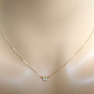 Floating CZ Diamond Necklace-Gold Filled Chain-Cubic Zirconia Diamond Solitaire Necklace-Layering Necklace-Dainty Necklace