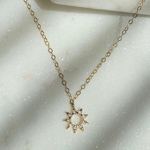 24 Karats CZ Sun Pendant Necklace