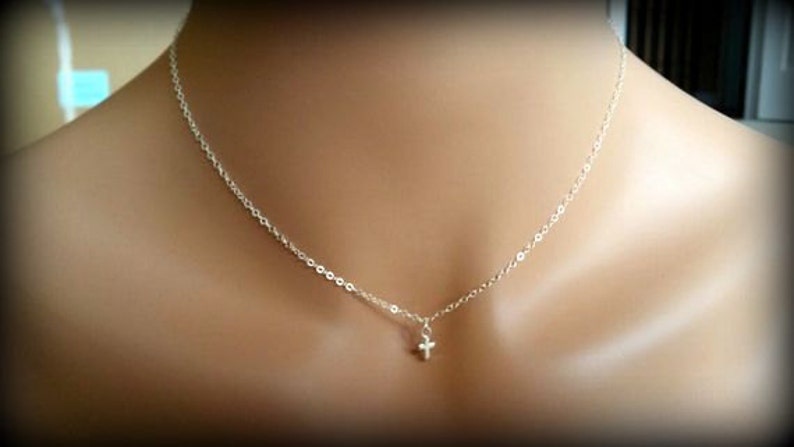 Sale! Tiny Sterling Silver Cross Necklace-Dainty Necklace-Sterling Silver Necklace-Mini Cross Necklace-Simple Necklace