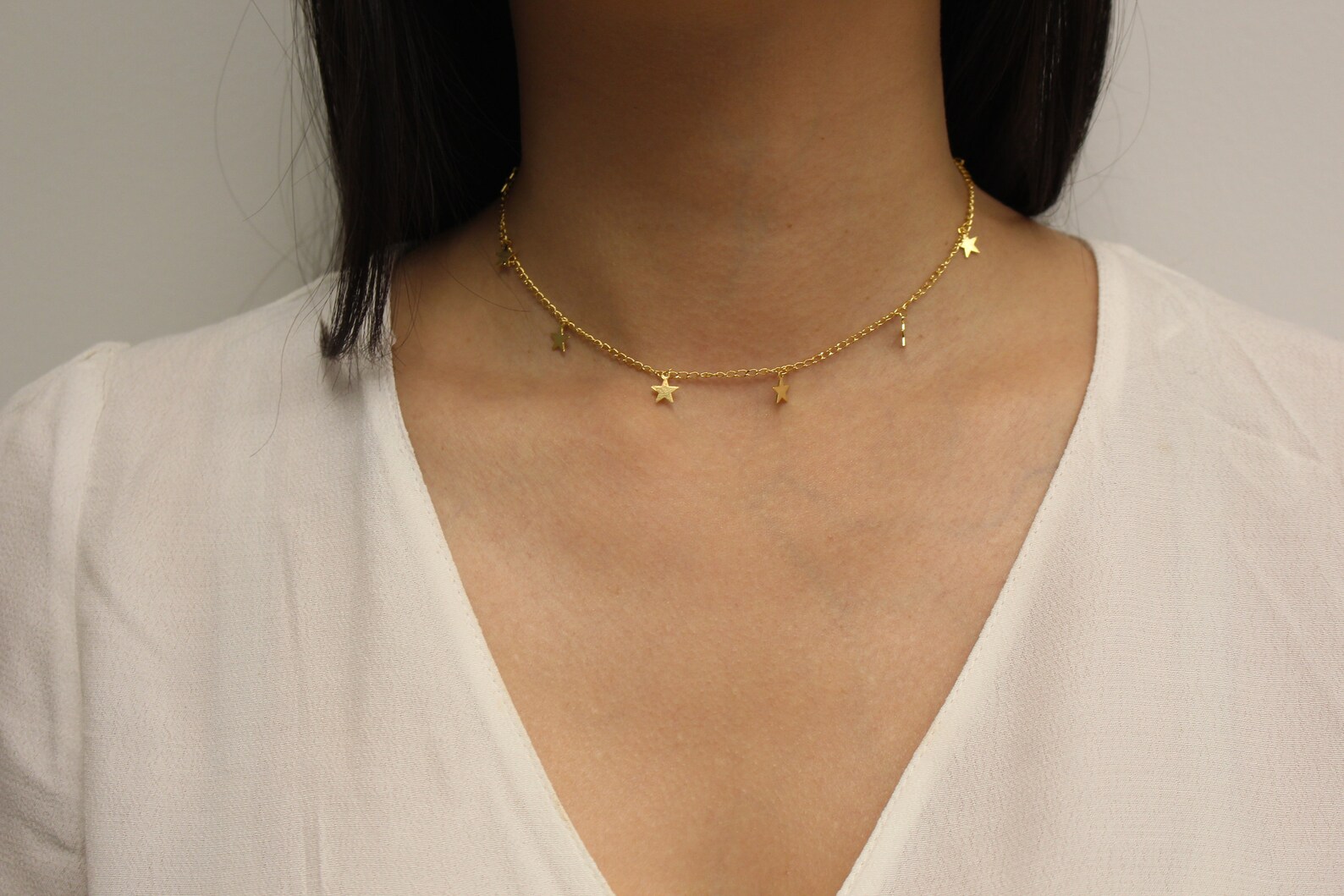 Gold Star Choker NecklaceStar NecklaceGold Dangle Etsy
