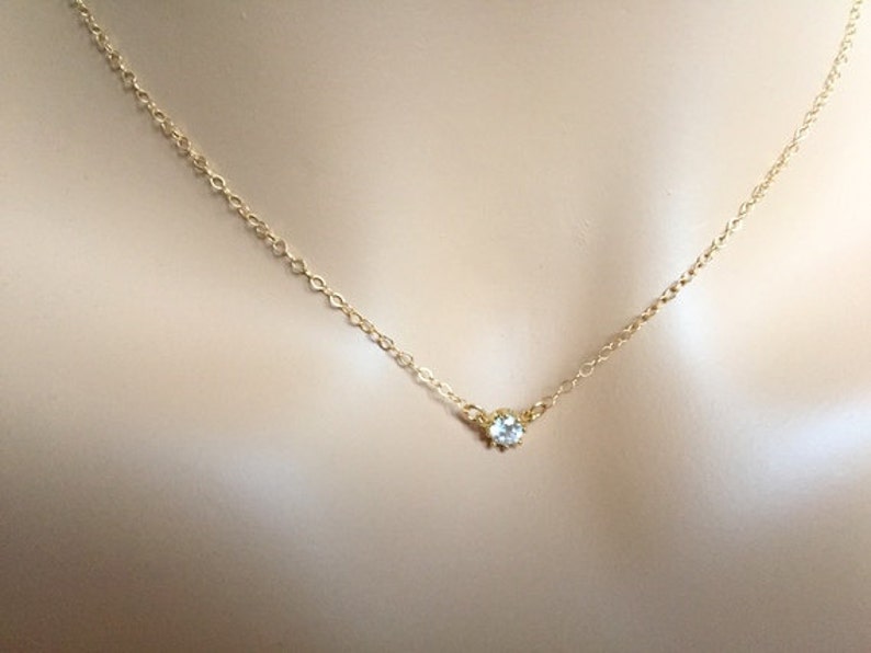 Floating CZ Diamond Necklacegold Filled Chaincubic Zirconia Etsy Canada
