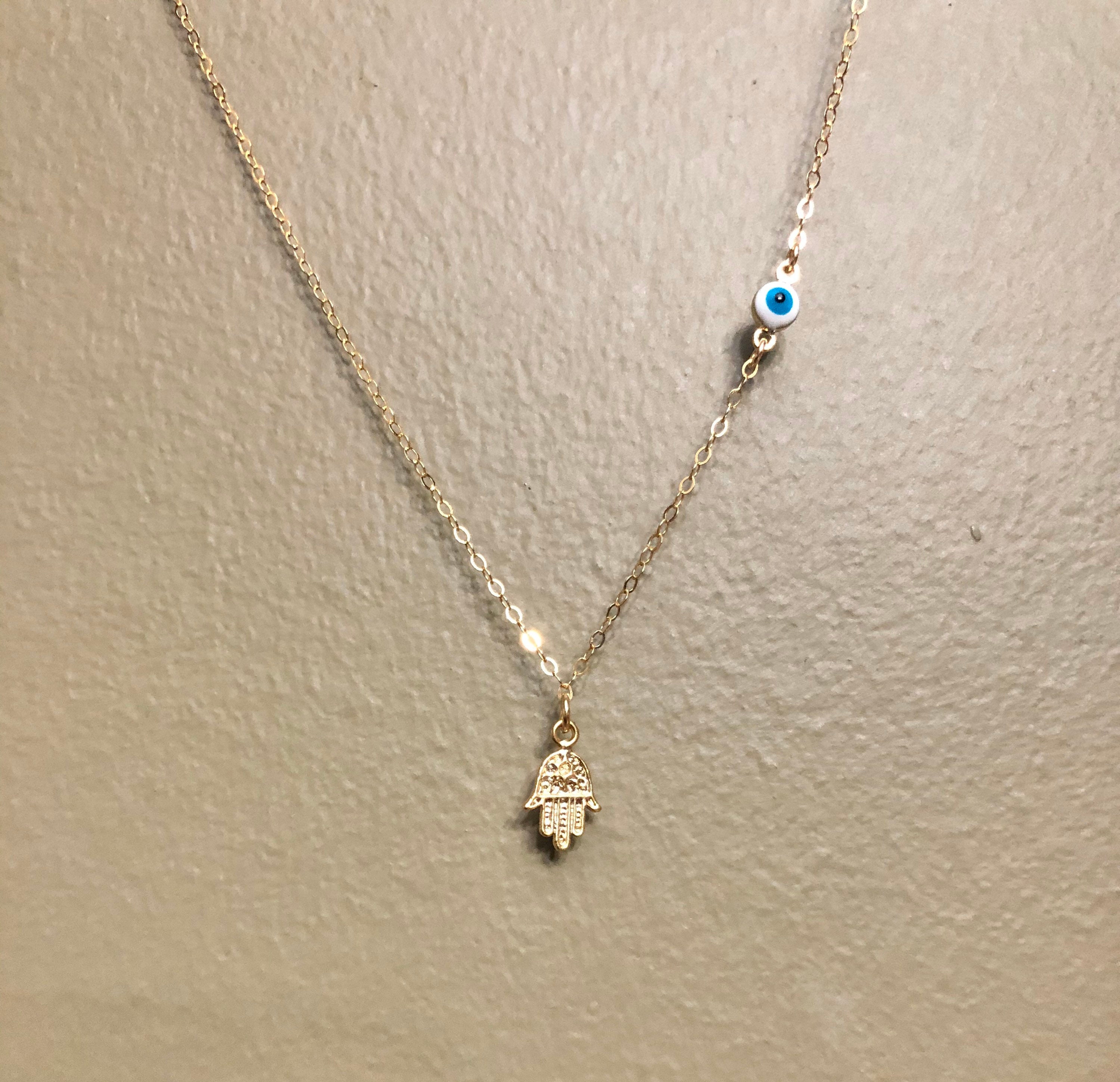 Sale Hamsa Necklace With Evil Eye Link 