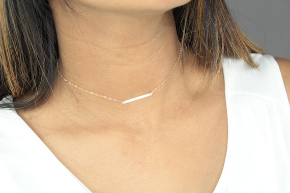 Bar Choker Necklace gold Filled Bar Choker sterling Silver Bar Necklace silver layering Necklace everyday Necklace dainty Necklace gift Etsy Canada