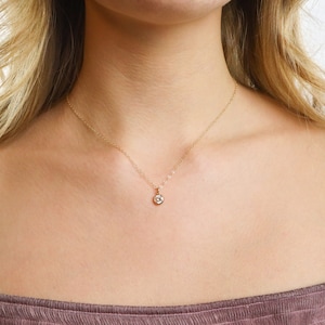 Gold Filled CZ Necklace-Rose Gold Filled Necklace-Gold Filled Cubic Zirconia Diamond Necklace-Layering Necklace-Dainty Necklace-Gift for Her