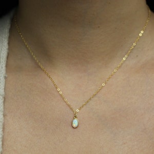 Gold Opal Pendant Necklace-Rose Gold Opal Necklace-Silver Opal Necklace-Gold Filled Chain-Dainty Opal Necklace-Small Opal Pendant Necklace