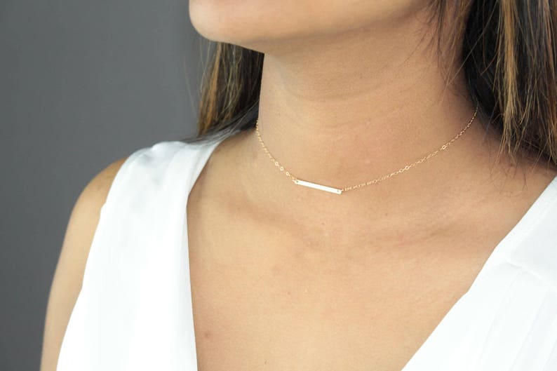 Bar Choker Necklacegold Filled Bar Chokersterling Silver Bar Etsy