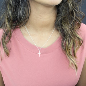 Sterling Silver Cross Necklace-Faith Necklace-Cross Necklace-Everyday Necklace-Slim Cross Necklace-Layering Necklace-Dainty Necklace-Gift