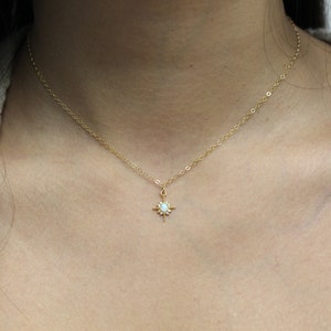 Gold Opal North Star Necklace-14k Gold Filled Chain-North Star Pendant-Dainty Opal Necklace-Gold Star Necklace-Opal Charm-Gift-North Star