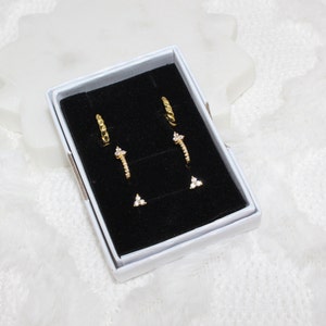 Gold Earring Set-925 Sterling Silver-Earring Stack-Everyday Earrings-Simple Earrings-Gold Hoop Huggie Earrings-Gift for Her-Gold Earrings