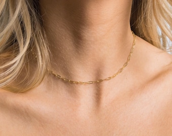 Gold Filled kleine Papierklammer Halskette-Trendige Halskette-Halskette für jeden Tag-Layering Halskette-14k Gold Filled Schmuck-Gold Halskette-Geschenk