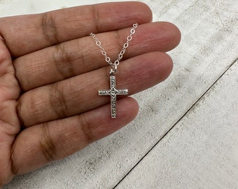 Sterling Silver Cross Necklace-Gold Filled Cross-Minimalist Necklace-Layering Necklace-Small Silver Cross Necklace-Dainty Necklace-Xmas Gift