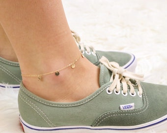 Rose Gold Filled Disc Anklet-Sterling Silver Chain Anklet-Gold Filled Chain Anklet-Everyday Anklet-Minimalist Anklet-Shimmer Anklet