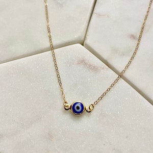 Gold Filled Evil Eye Necklace-blue Evil Eye Necklace-gold - Etsy