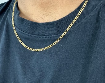 Men's Gold Necklace-3mm Figaro Chain-Tarnish Resistant Necklace-Waterproof Necklace-Gift for Him-Mens Jewelry-Men's Gift-Gift for Husband