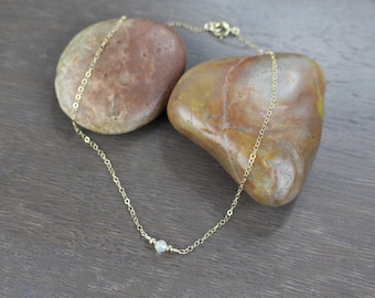 Genuine Ethiopian Opal Necklace-Tiny Opal Necklace-Opal Choker Necklace-Gold Filled Chain-Sterling Silver-Dainty Necklace-Everyday Necklace