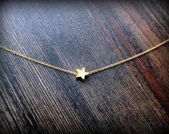 Collier étoile d'or-Silver Star Necklace-Rose Gold Star Necklace-Puffed Star Necklace-Gold Filled Chain-Sterling Silver Chain-Dainty Necklace