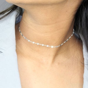 Choker Angebot! Sterling Silber Schimmer Kette Choker- Zierliche Silber Choker Halskette-Sterling Silber Schimmer Choker Halskette-Pailletten Choker-Geschenk
