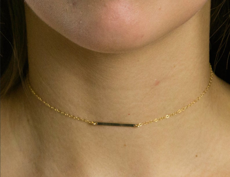 Bar Choker Necklacegold Filled Bar Chokersterling Silver Bar Etsy