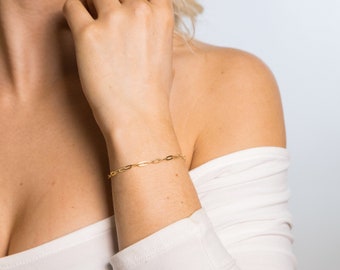 14k Gold Filled Bracelet-Paperclip Chain-Everyday Bracelet-Layering Bracelet-Dainty Bracelet-Simple Bracelet-Bridesmaid Bracelet