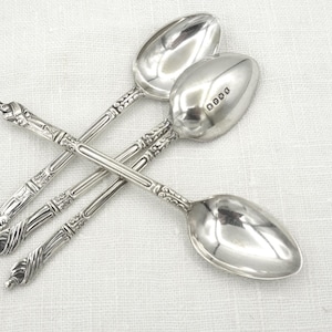 Vintage Demitasse Coffee Spoons: Set of Four 'Apostle' Silver-plate EPNS