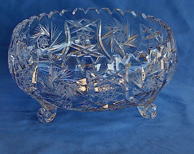 Heavy Vintage Pinwheel Crystal Footed Bowl / Lead Crystal Etsy
