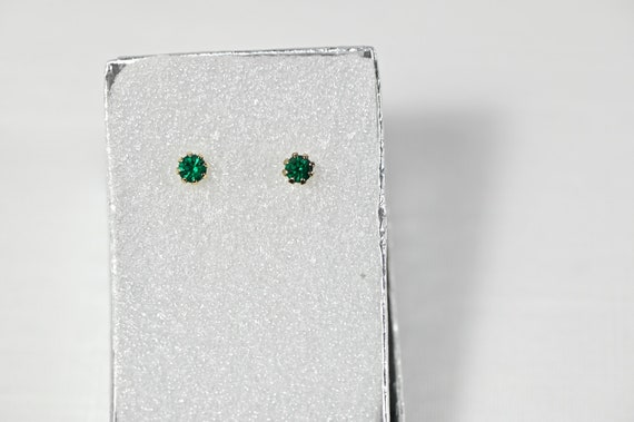 Vintage Emerald Green-coloured Crystal Gold-tone … - image 4