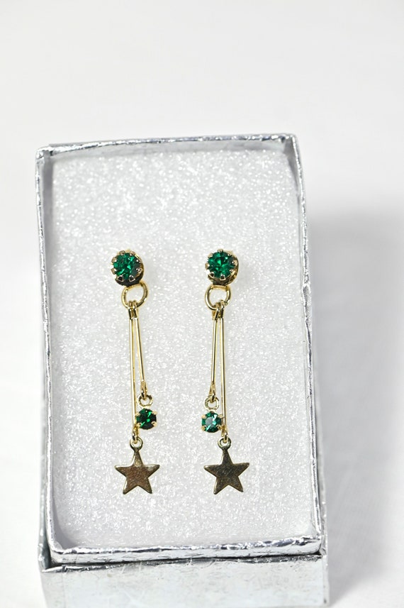 Vintage Emerald Green-coloured Crystal Gold-tone … - image 5