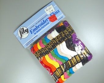 Embroidery Floss, 36 Skeins of 6 Strand 100% Mercerized Cotton, 24 Colours, Vintage Unopened Lily Brand Embroidery Floss
