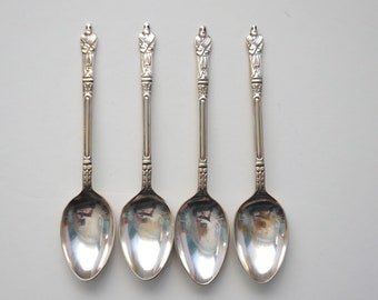 Set of Four Apostle EPNS Demitasse Spoons, Vintage Silver-plate Flatware, Electroplated Nickel Silver Demitasse Spoons, Collectible Spoons