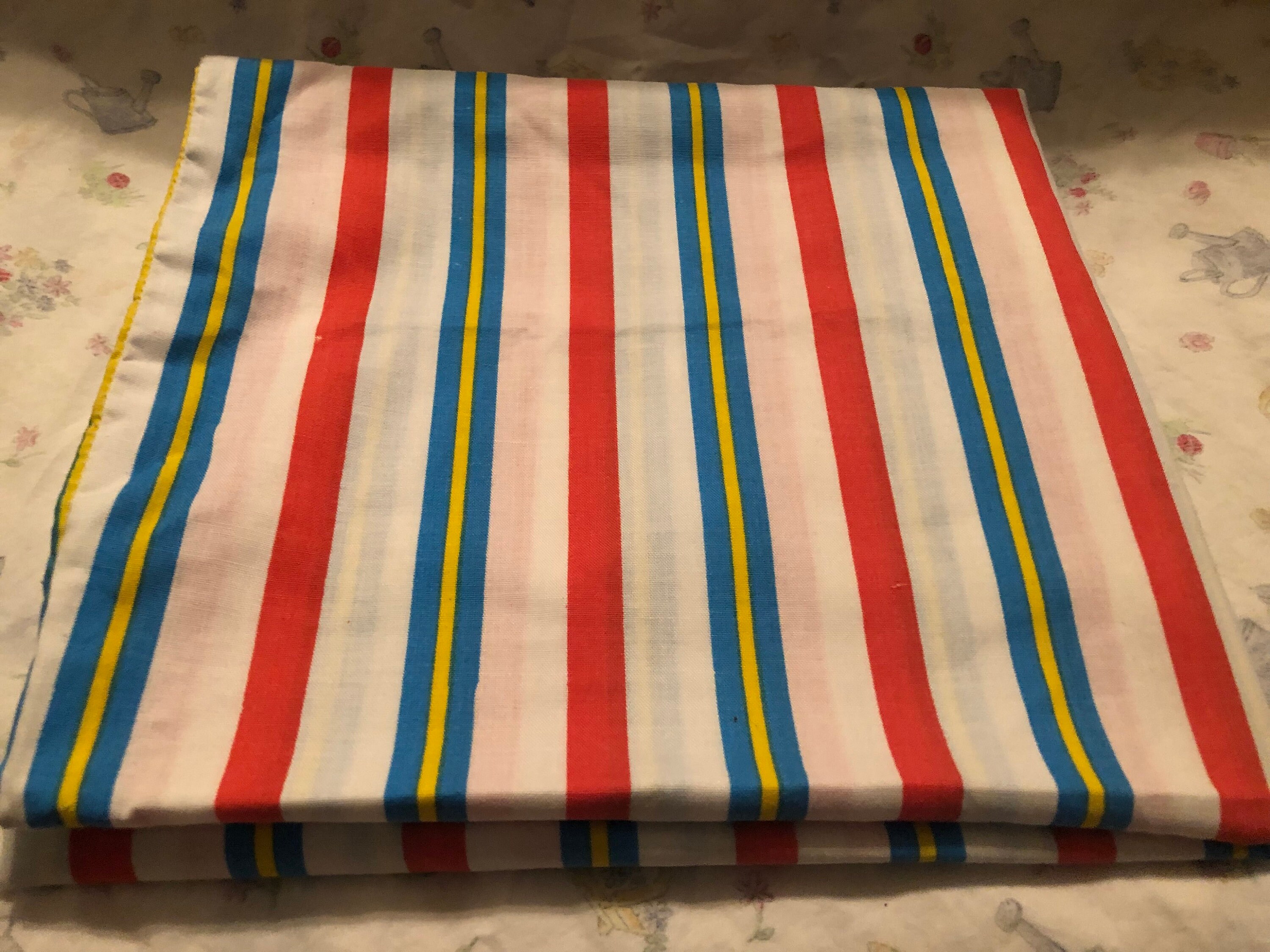 Vintage Sears Blue Red Yellow Farmhouse Cottage Cotton Muslin Etsy