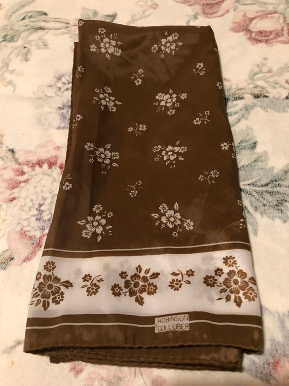 vintage Robinson and Golluber floral scarf  brown 