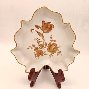 Exclusive Limoges France Porcelain Floral Dish Gold Trim 8&quot; Wide