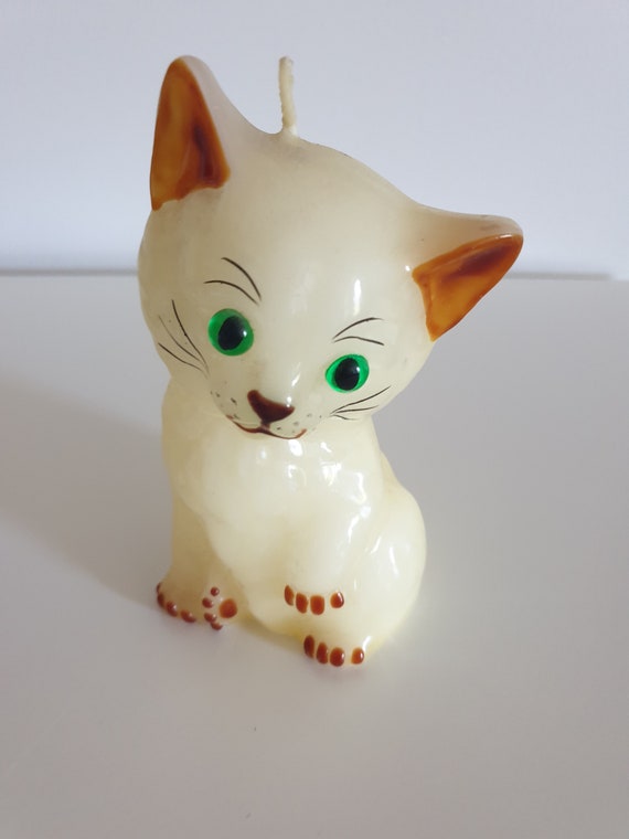Vintage Retro Cat Candle. Never Used. Green Eyes. Candle Etsy