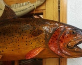 Cut Throat Trout, hand carved & painted, 44", signed and numbered, organic sculpture