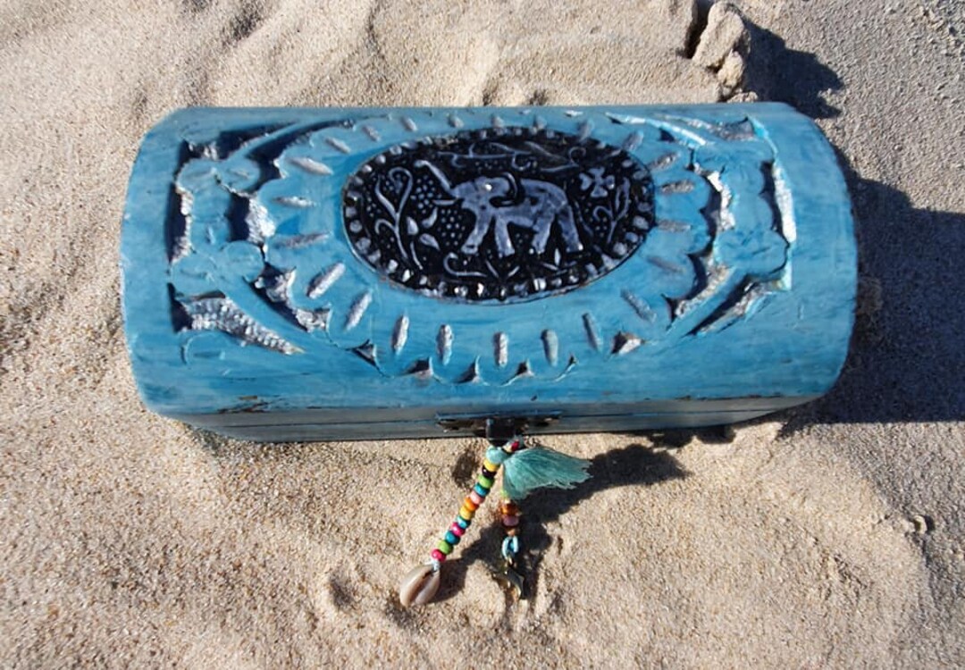 Blue Boho Jewellery Box, Handpainted by Nagualspirit Etsy