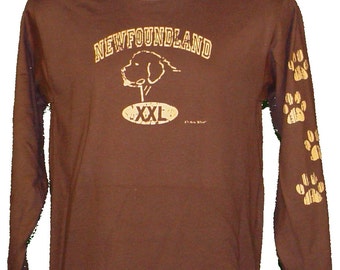 Screen Printed (distressed)  Newfoundland Shirt w/ Paws on left sleeve