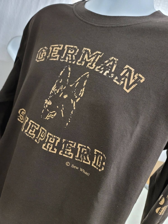 Screen Printed (distressed)  German Shepherd Shirt w/ Paws on left sleeve