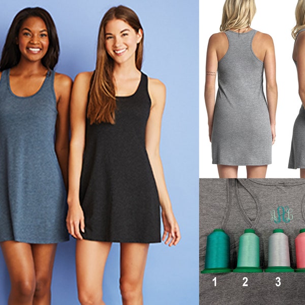 FREE SHIPPING Super Soft Racerback Tank Dress with Monogram *3 colors