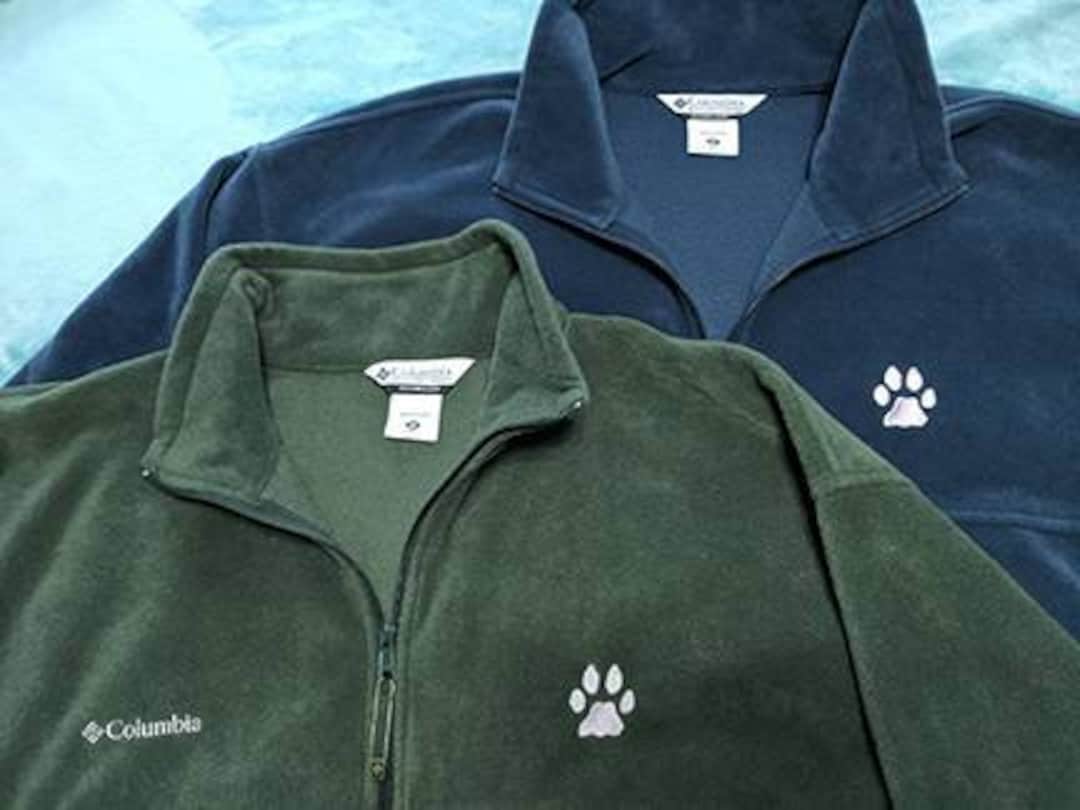 Men's Columbia Fleece Jacket With Dog Paw Embroidery 3XL Etsy