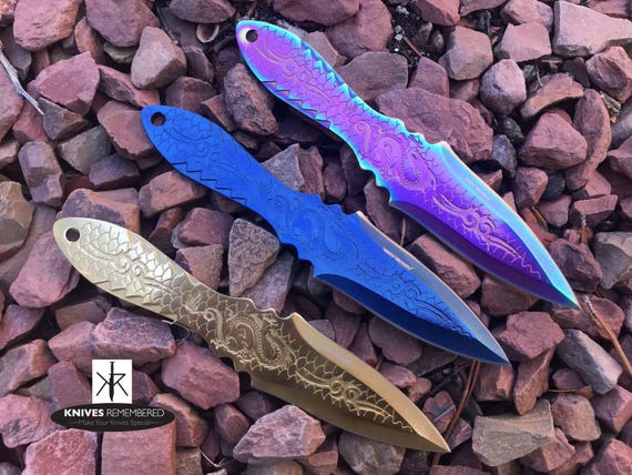 Blue Blade Throwing Knife Set - Blue Kunai - Daggers for Throwing