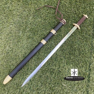 Monogram Sword, Custom Sword, Personalized Sword, Engraved Sword, 33&quot; Medieval Steel Viking Worrior Spatha Sword & Scabbard
