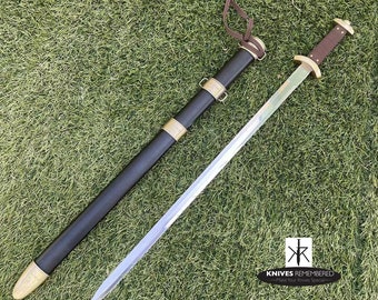 Monogram Sword, Custom Sword, Personalized Sword, Engraved Sword, 33" Medieval Steel Viking Worrior Spatha Battle Sword & Scabbard