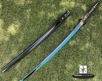 Monogram Custom Japanese Katana, Personalized Sword, 41“ SHARP Blade Katana Handmade Samurai Sword w/ Scabbard
