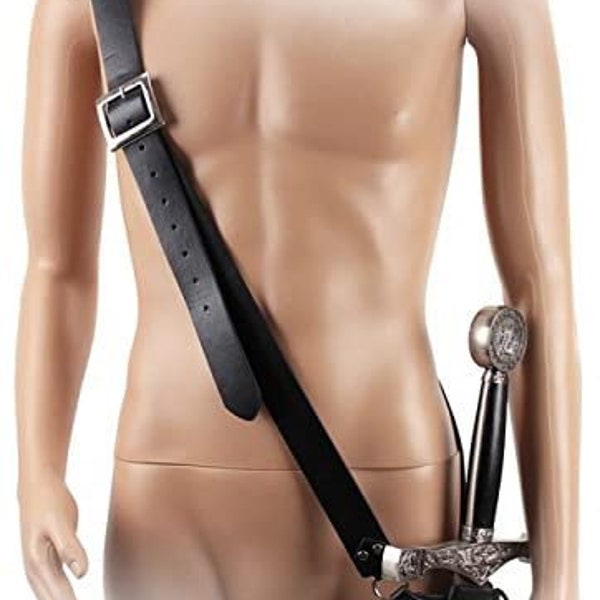 Universal Fit Strap Adjustable Leather Belt with Sword Frog