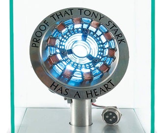 New Version 1:1 Iron Man Arc Reactor MK1,with LED Light,Vibration Sensing, USB Charge w/ Display Case