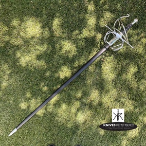 Monogram Sword, Custom Sword, Personalized Sword, Engraved Sword, 46" Renaissance Rapier Fencing Sword with Swept Hilt Guard & Scabbard NEW