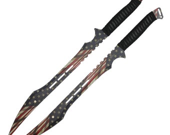 Monogram Sword, Custom Sword, Ninja Sword, Hunting Machete, Personalized Sword, Engraved Swords, 27" AMERICAN FLAG Ninja Machete