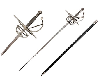 Monogram Sword, Custom Sword, Personalized Sword, Engraved Sword, Renaissance Rapier Fencing Sword with Swept Hilt Guard & Scabbard NEW