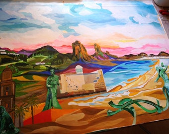 Custom painted canvas, custom painting, custom landscape, rolled canvas.