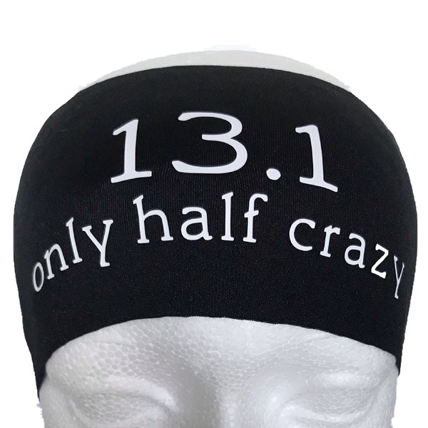 13.1 Only Half Crazy-Half-Marathon Lightweight Fitness Headband-Unisex Running Headband-Sweat-Wicking Headband-Non-Slip-Headbands